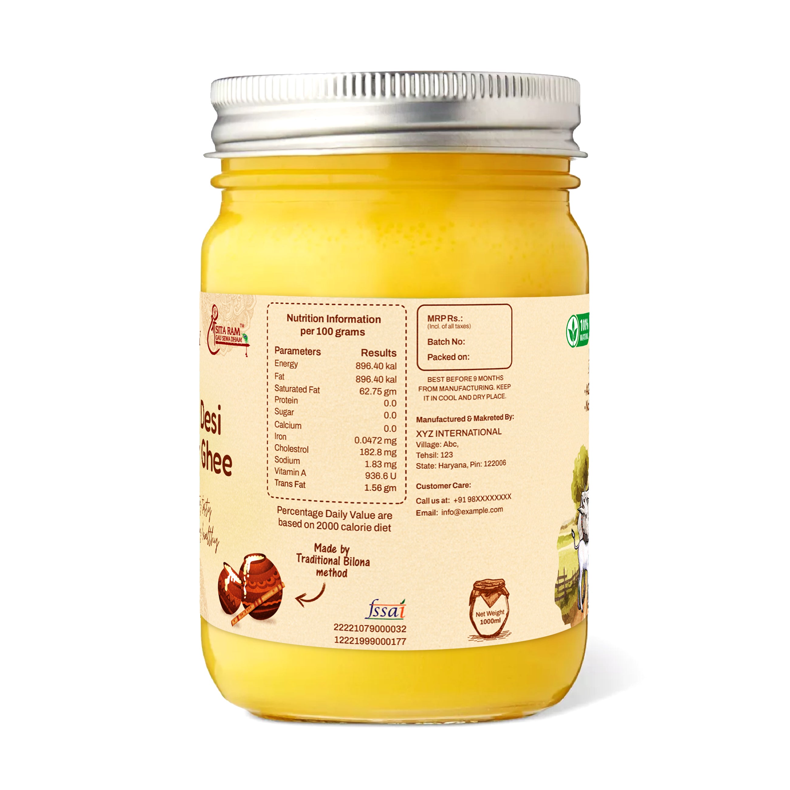 Cow Ghee (Clarified Butter) – 100% Pure